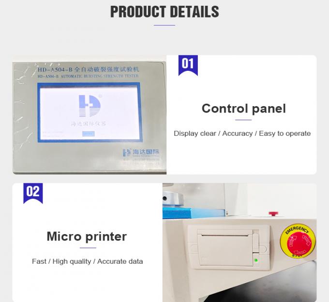 Automatic Digital Bursting Strength Tester Paper Packaging Testing Machine