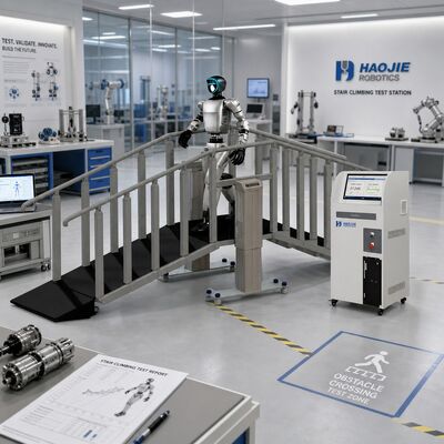Robot Stair Climbing Test Station Stair Climbing Testing Equipment Customizable Stair Specs PLC Control Anti Fall Guardrails