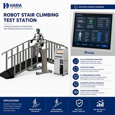Robot Stair Climbing Test Station Stair Climbing Testing Equipment Customizable Stair Specs PLC Control Anti Fall Guardrails
