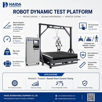 HD Robot Dynamic Test Platform Walking Stability Testing Machine Equipment Adjustable Slope 0 20 Degrees Speed Control 0 18 km/h