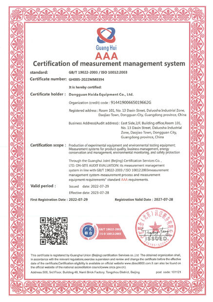 China Guangdong Haida Equipment Co., Ltd. certification